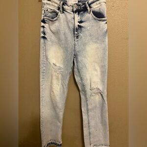 Risen Women Stretch High Rise Jeans Size 9/29 Light Acid Wash Straight Leg